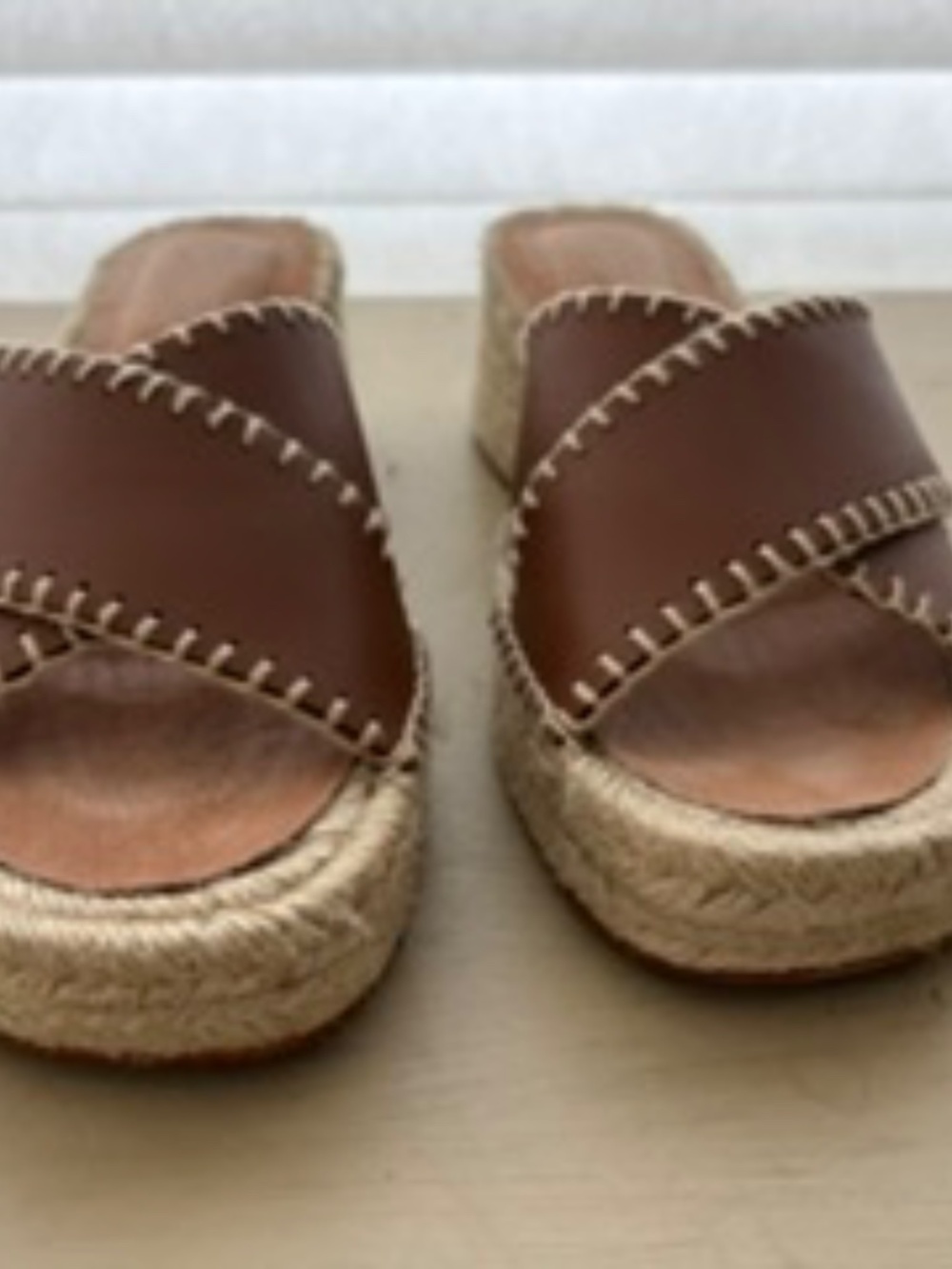 J. Crew Leather Block-Heel Espadrilles Size 8